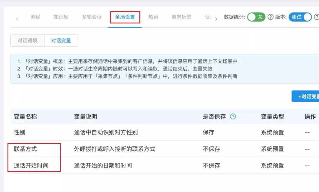 在哪里可以看到对话变量新增的系统预置变量?