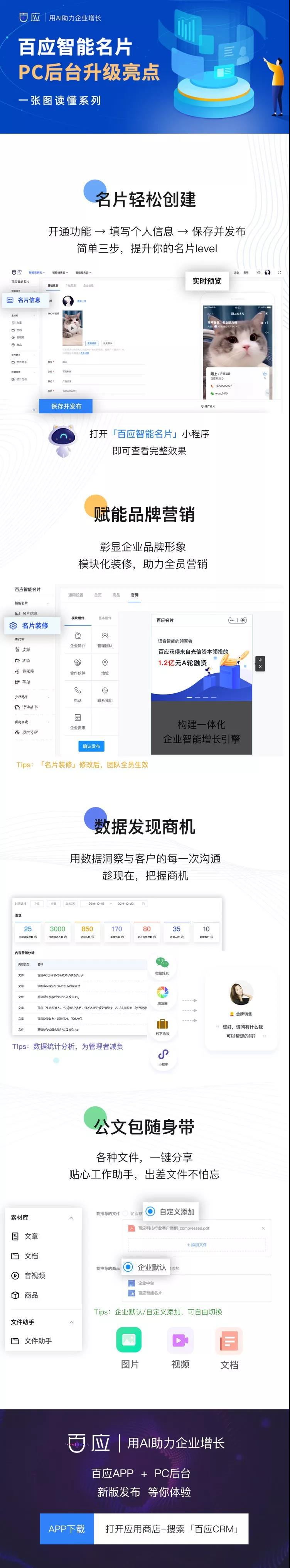 百应智能名片PC后台升级，一图了解四大亮点